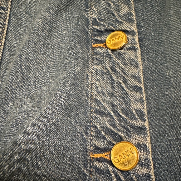 GANNI Future Button Front Organic Cotton Blend Denim Maxi Dress - Picture 5 of 11